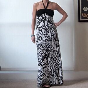 Cosabella floral black and white maxi dress